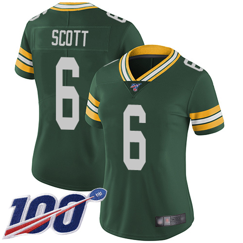 Green Bay Packers Limited Green Women #6 Scott J K Home Jersey Nike NFL 100th Season Vapor Untouchable->green bay packers->NFL Jersey